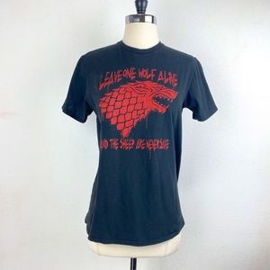 Game of Thrones Black T Shirt Leave One Wolf Alive The Sheep Are Never Safe Med